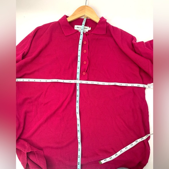 Alyssa Brooke Vintage Pink/Collared/Button/Textured Long Sleeve Sweater 42/24 - Picture 4 of 4